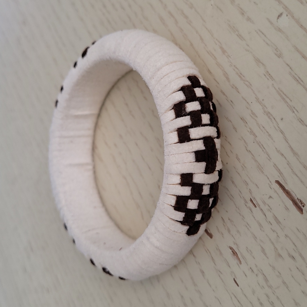 3/$10 Banana Republic cream and brown suede wrapped bangle bracelet